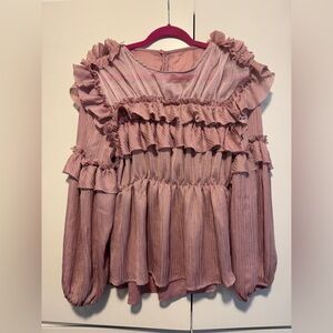 Style Nanda Ruffled Pink Blouse from Korea